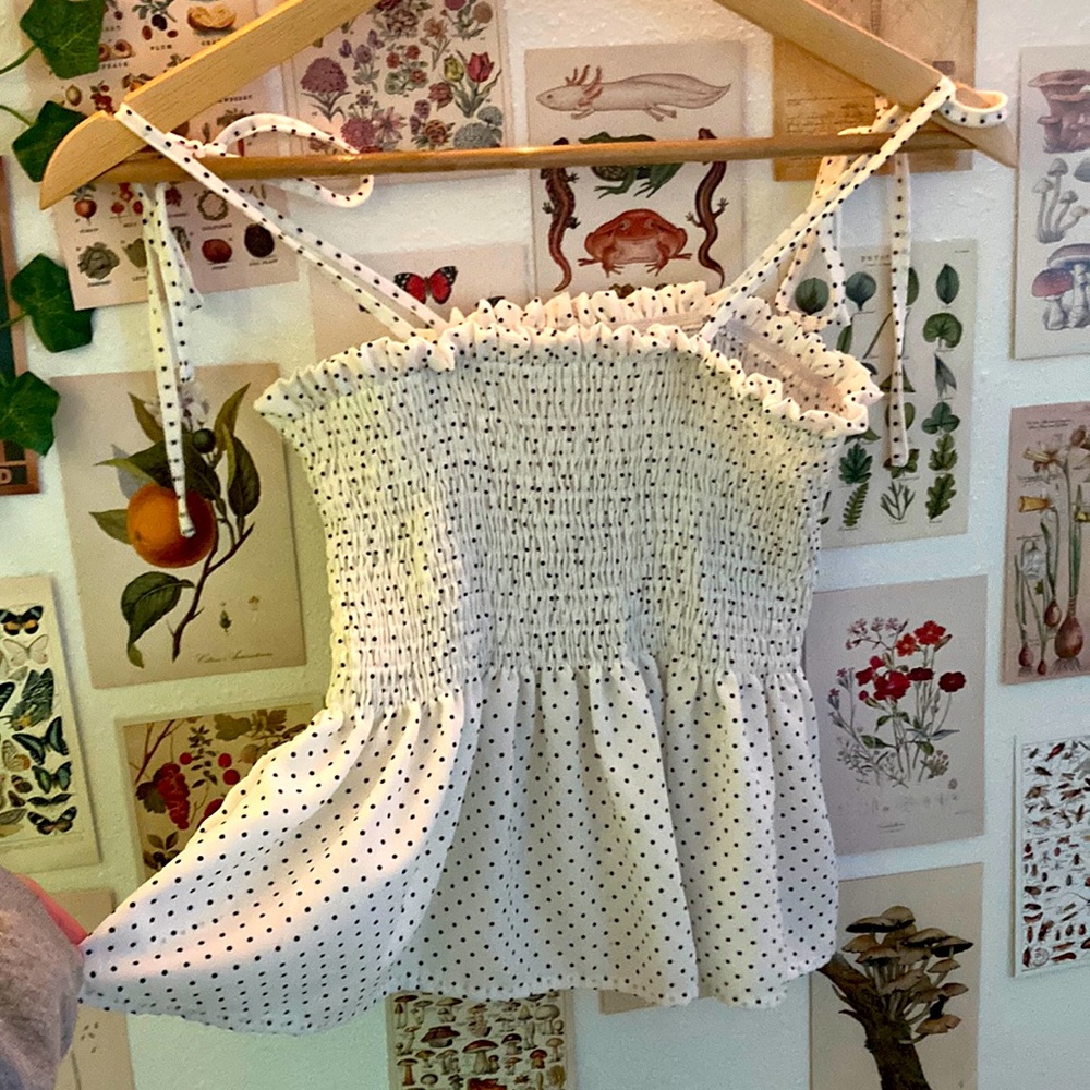 Polka dot flowy top